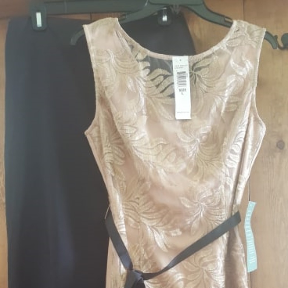 Long black Satin Skirt with or w/o Embroidered top